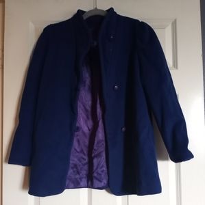 Vintage Women's Union Made Blue Wool Coat